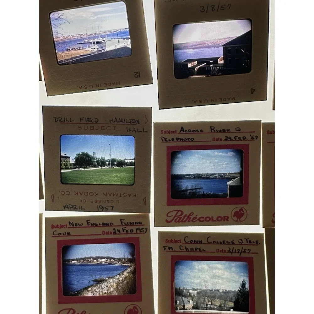 Vintage 1957 35mm Slides City Streets Buildings Ships Lot of 48